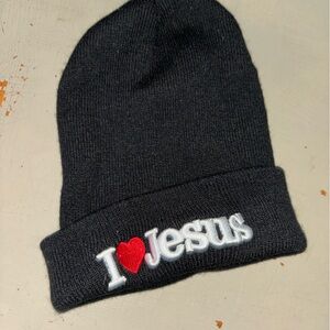 Black "I ♥ Jesus" Knit Beanie -